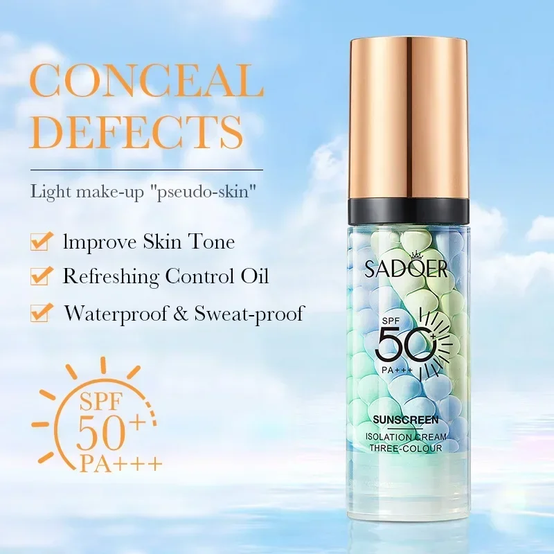 40ml Sunscreen Isolation Cream 3color Face Primer Makeup Moisturizing Cream Invisible Pores Facial Brighten Correcting Cosmetics 4