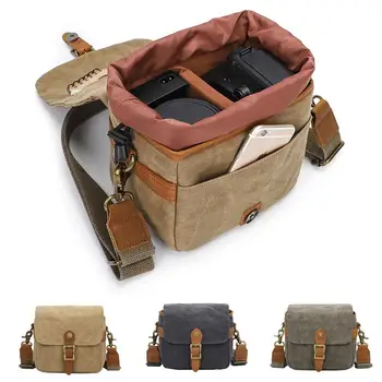 Borsa per fotografia DSLR in tela di cotone Borsa per micro fotocamera singola Borsa per fotocamera diagonale a spalla singola resistente all'usura impermeabile