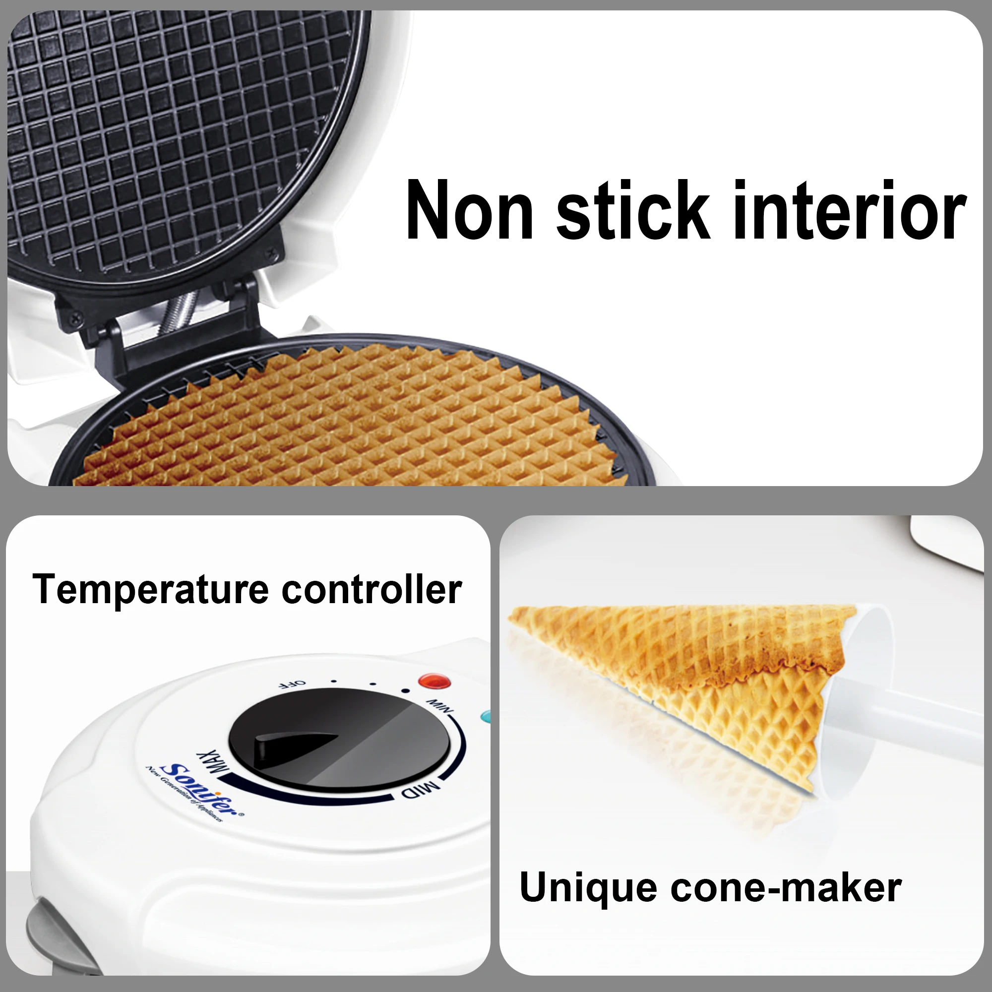 Electric Egg Roll Maker Crispy Omelet Mold Crepe Baking Pan Pancake Bakeware DIY Ice Cream Cone Machine Pie Frying Grill Sonifer 4