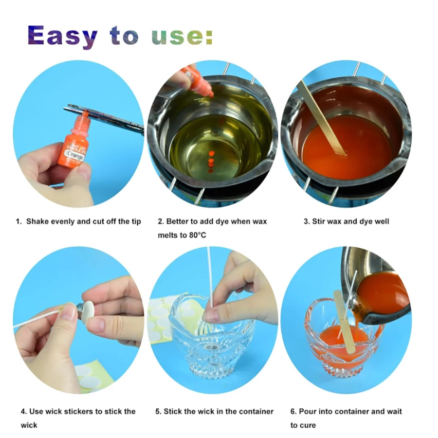 Soy Candle Wax Pigment Candle Dyes Kit 30 Colors 5ml Each