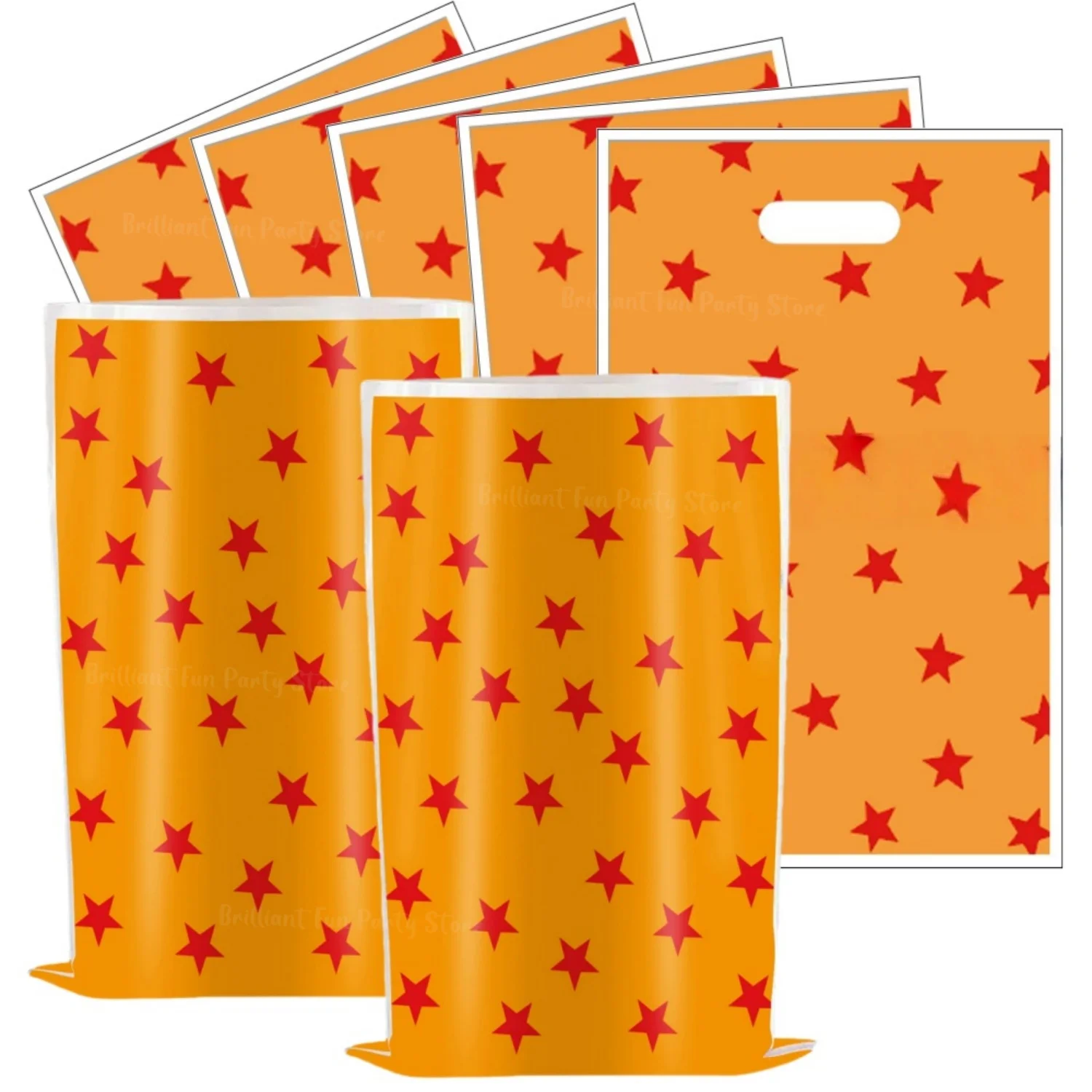 50 Bolsas De Regalo De Anime - Estrellas Rojas Y Naranjas Para Cumpleaños, Fiestas Y Dulces