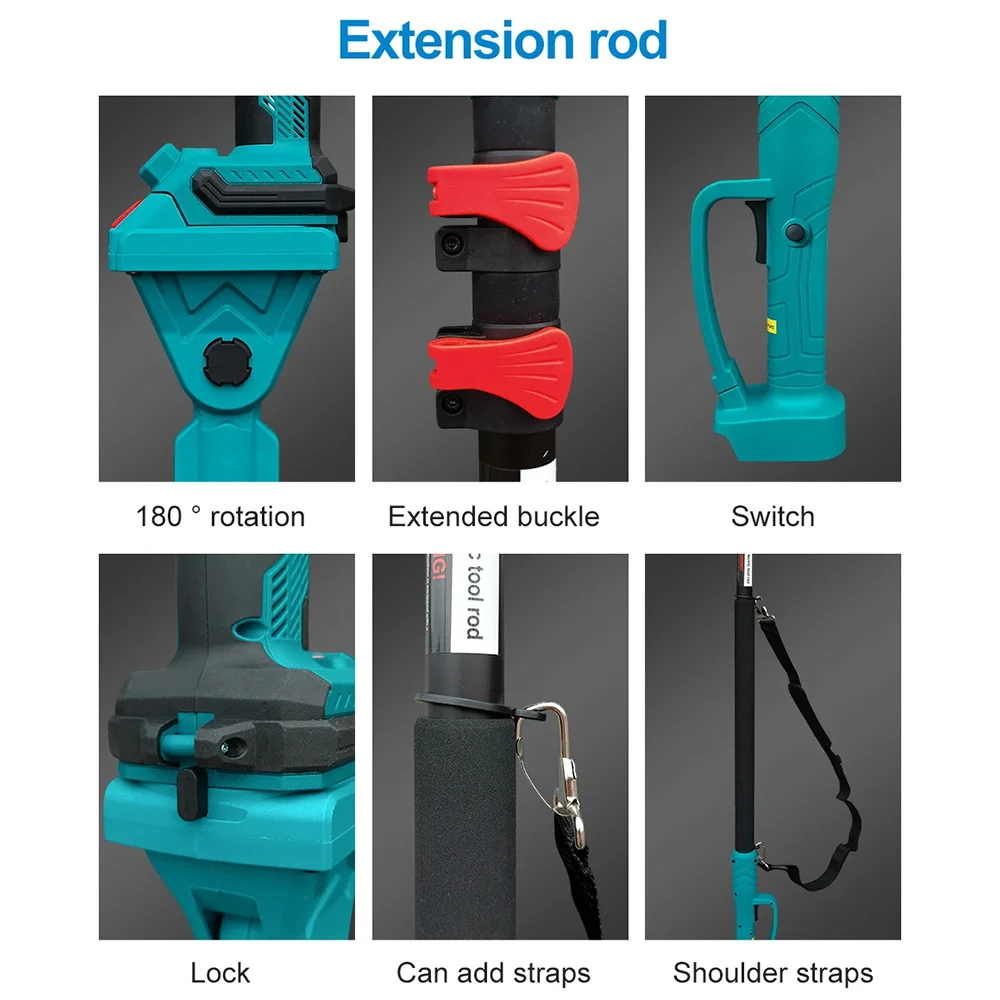 2.8m Telescopic Extension Pole 35mm Brushless High Branch Shears Electric Pruner Handheld Orchard Shrub Pruning Branches Cutter 4