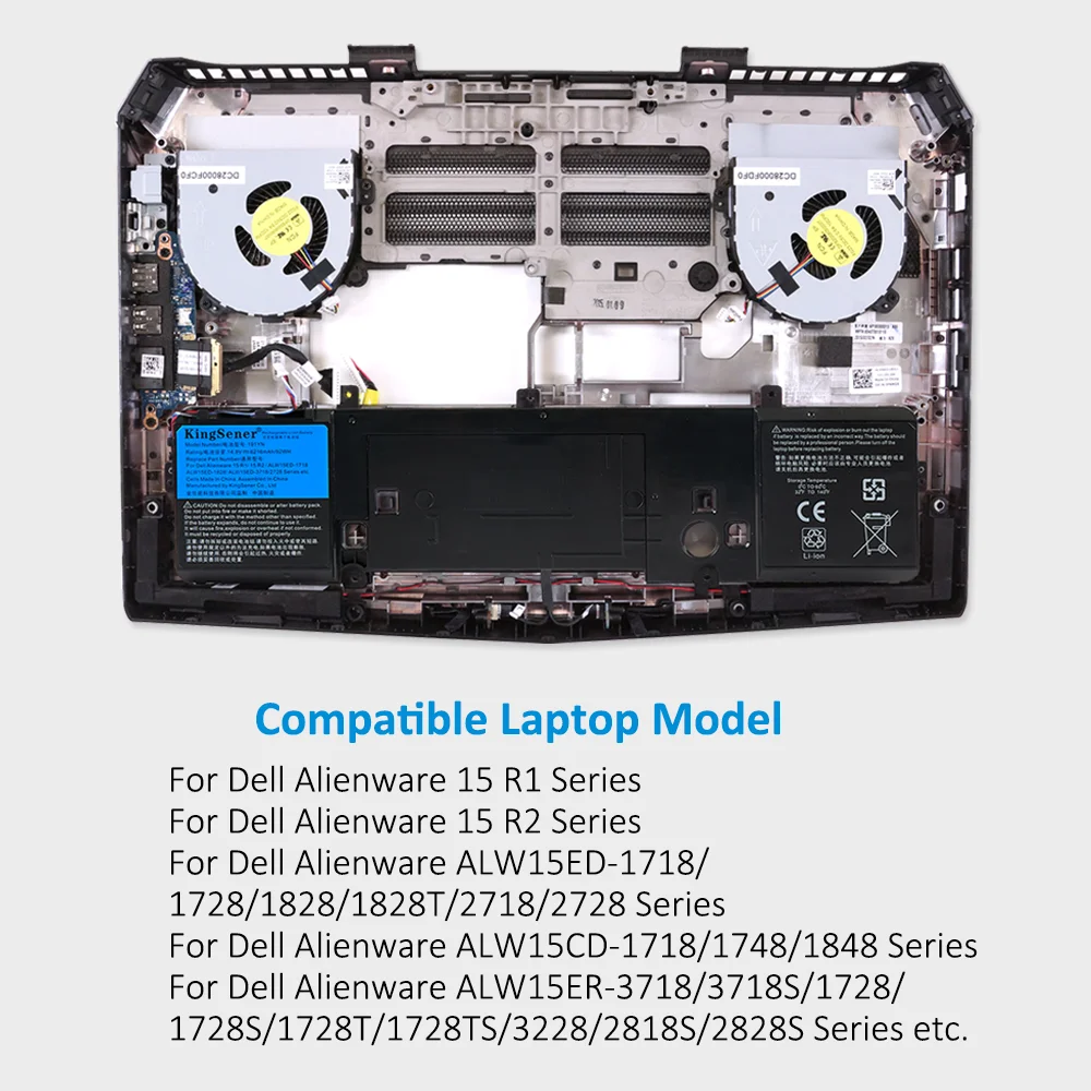 Kingsener-dell Bateria do Portátil Dell Alienware 15 R115 r2 Alw15ed1828 2f3w1 Alw15ed-1718 Alw15er3718 191yn 410gj 8nh55 - Imagem 5
