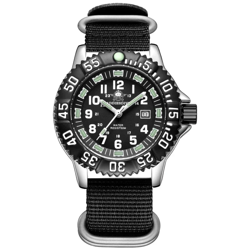 ADDIESDIVE Men's Luminous Waterproof Nylon Strap Watch