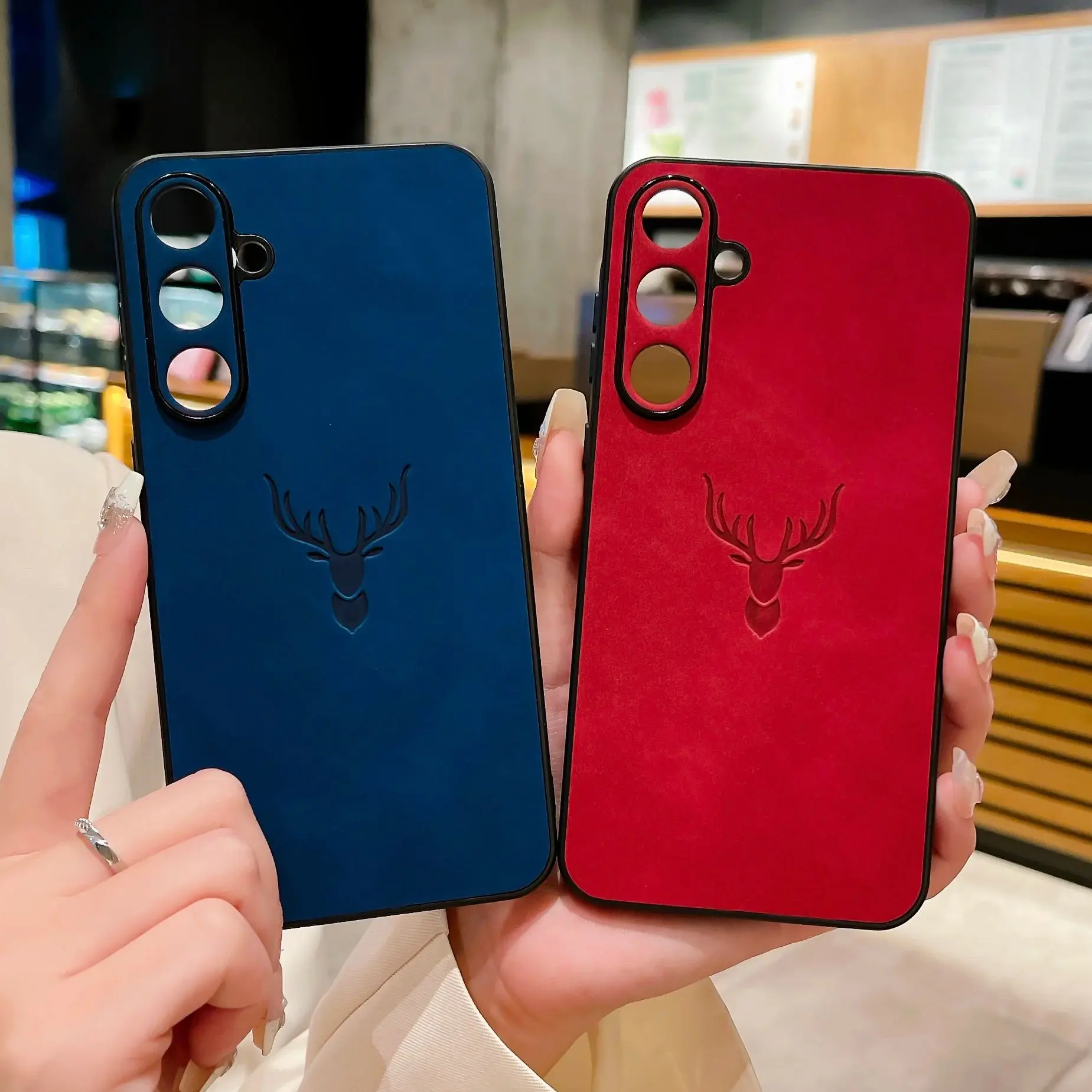 Elegant Suede Leather Shockproof Case with Silicone Bumper Cover
