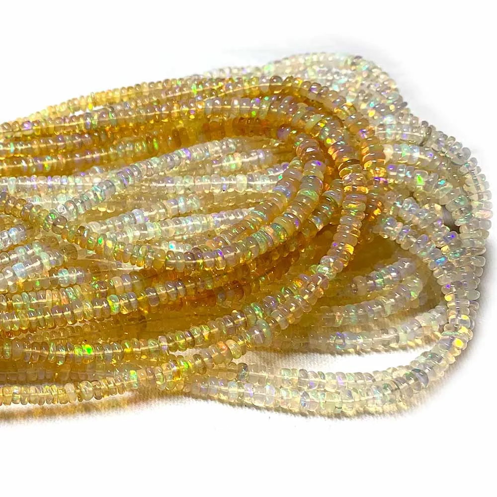 Veemake Weiß Gelb Feuer Opal Rondelle Perlen Schmuck Design, Der Natürliche Edelsteine Kristall DIY Halskette Armbänder Ohrringe