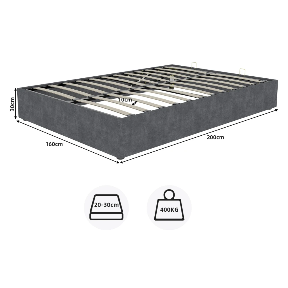 Modernes, minimalistisches, weiches Bett, multifunktionaler Low-Box-Bettrahmen mit weichem und bequemem Kopfteil, keine Gasstange, keine Matratze – Detail 16