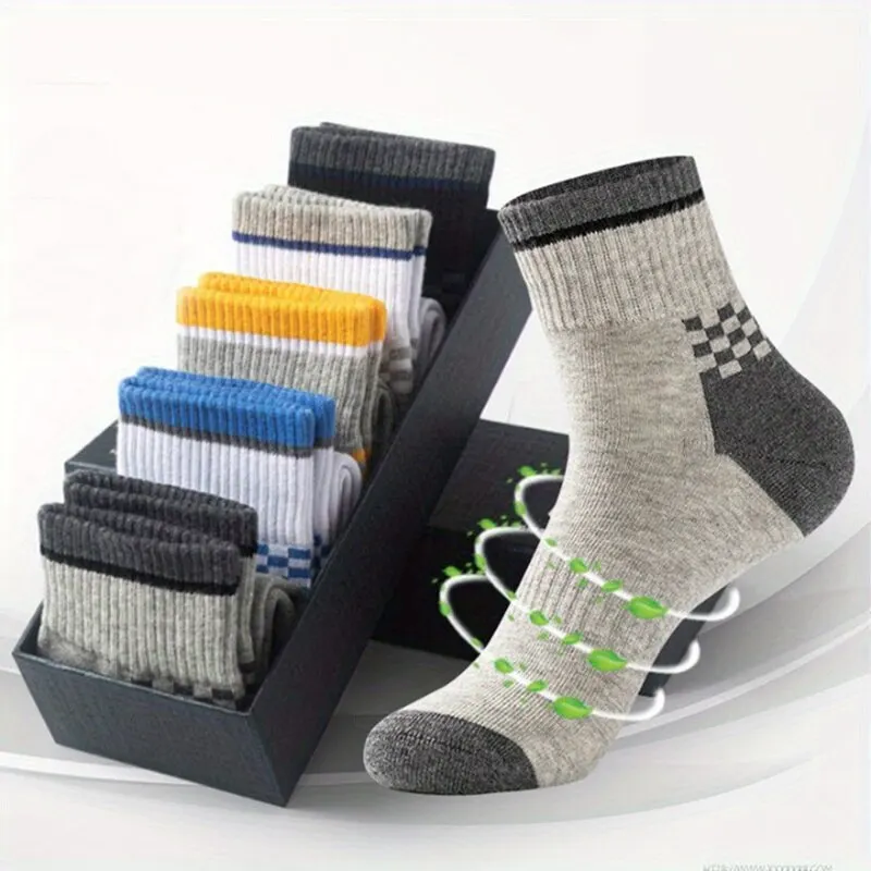 Men's Breathable Casual Sports Socks Quarter Socks For All Seasons 5pairs/set,sports socks,casual socks,breathable socks,athletic socks,gym socks