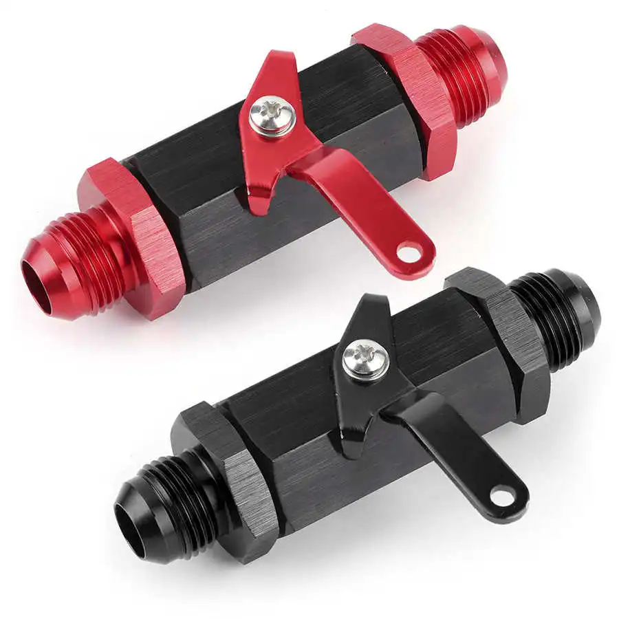 Brandstof Afsluiter Terugslagklep, Auto Brandstof Afsluiter AN6 Fitting Flow Control Aluminium Zwart Roestvrij Universele