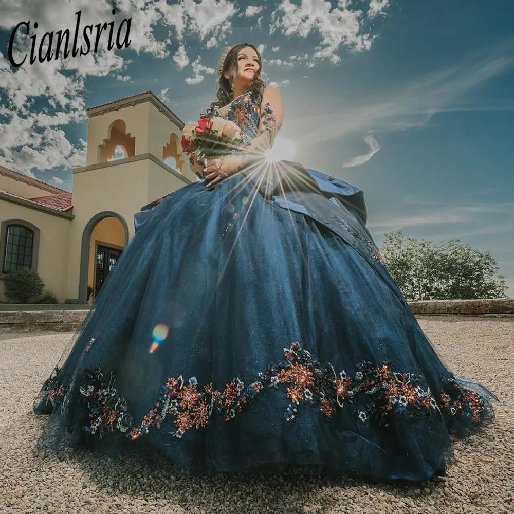 

Vintage Quinceanera Dresses Ball Gown Long Sleeves Corset Princess Dress vestidos de quinceañera