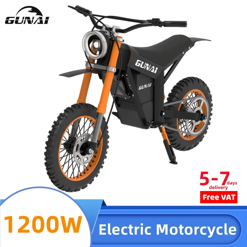 GUNAI 3000W Electric Motorcycle for Adults 48V 21AH Removable Battery 14