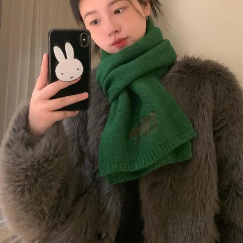 Koreanischen Winter Warme Schal Für Frauen Mode Brief Gestrickte Wolle Garn Halstuch Schalldämpfer Weibliche Schal Neck Wraps Bufandas_voghion.com