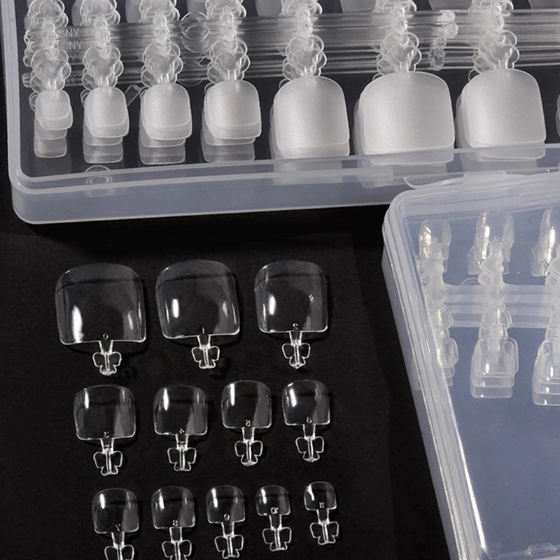 240Pcs Platz Falsche Kappe Nägel Volle Abdeckung Matt/Klar Presse auf Gefälschte Zehennagel Kunststoff Fuß Nail art Tipps maniküre Werkzeuge – Detail 3
