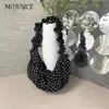 Women Retro Polka Dot Large Capacity Shoulder Bag Versatile Tote for Fashionable Outdoor Travel and Daily Use 3
