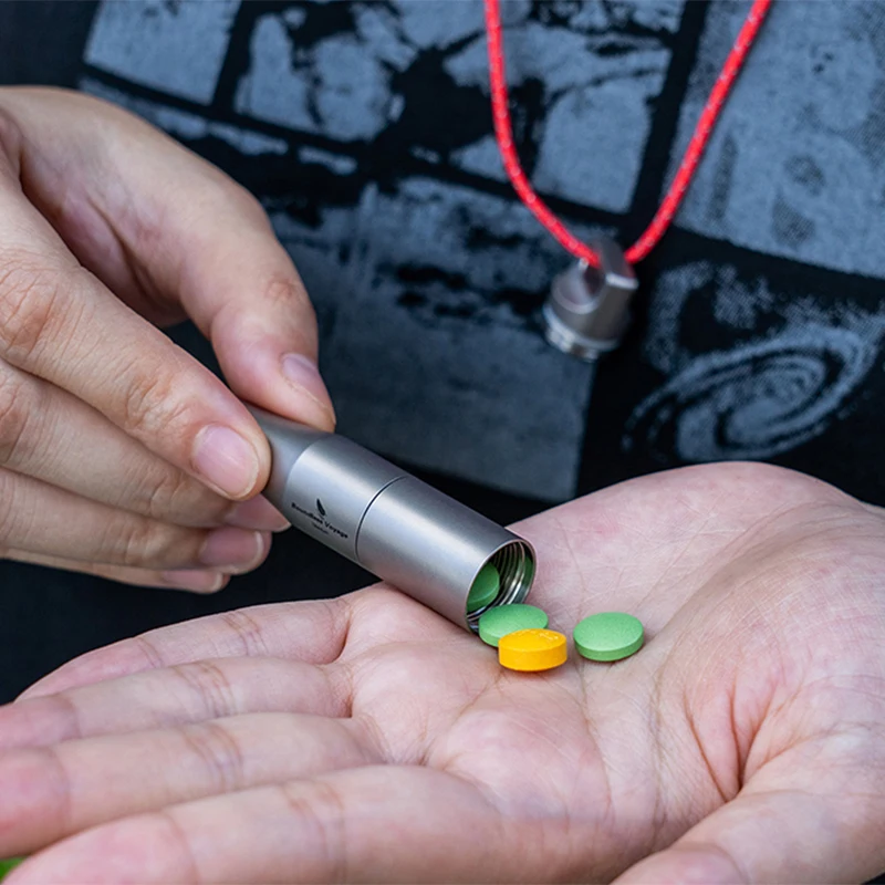 Boundless Voyage Survival Tools Titanium Whistle Waterproof Pill Storage Box Outdoor Hiking Camping Whistle Signaling Tool