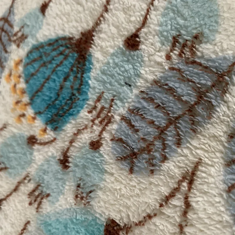 40/60/80/100/120cm Boho Round Carpets Blue Flower Ethnic Print Area Rugs Fluffy Plush Pompom Trim Living Room Bedroom Home Decor