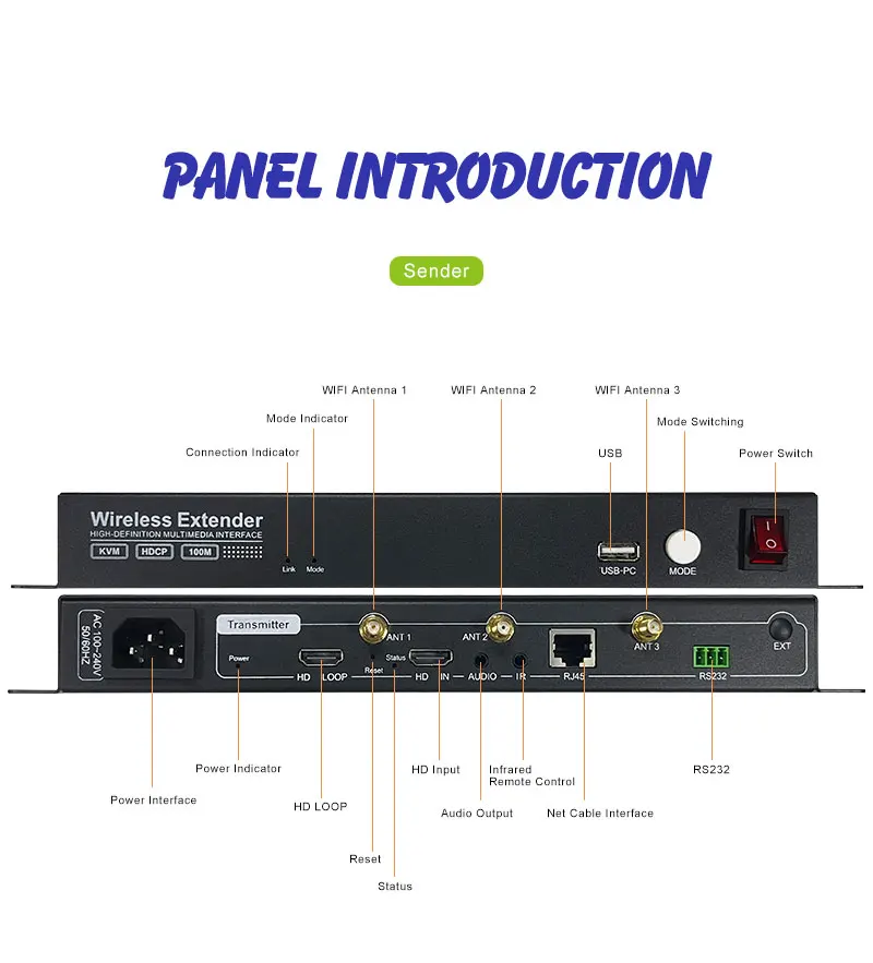 HD Wireless Video Extender AMS WE100 WE100P Video Transmitter and Receiver Support 200M Wireless Transmission 1080P HD Extender