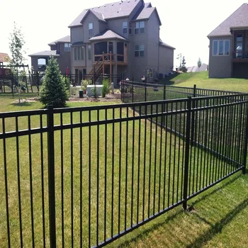 Black Steel Fence Panel Kit – 3-Rail Outdoor Garden Fence 1
