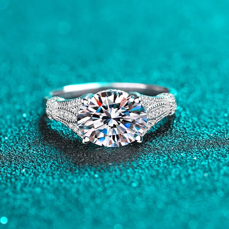 NeeTim 3ct 8x10mm Oval Cut Moissanite Engagement Ring Women Bridal Proposal Rings S925 Sterling Silver Wedding Band With GRA 4