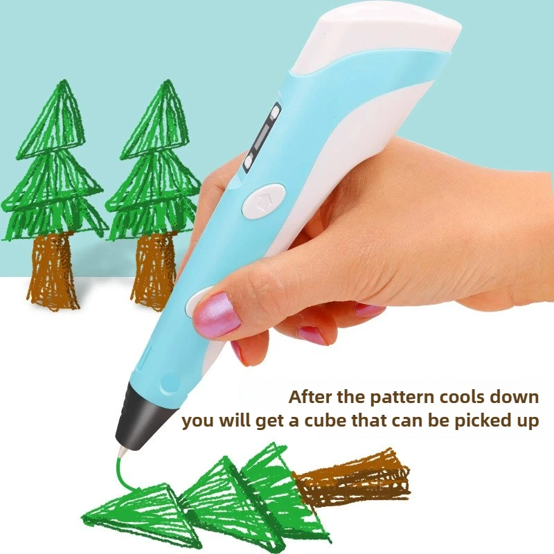 3Pcs 3D Printing Pen DIY Three-dimensional Painting Children Toys Fun Camouflage With LCD Screen Compatible PLA Filament Gift