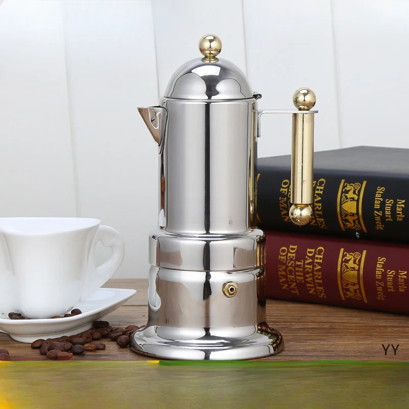 

Кофейник Moka из нержавеющей стали, креативный дизайн, итальянская ручная кофеварка, чайник для извлечения, бытовая электрическая Кофеварка