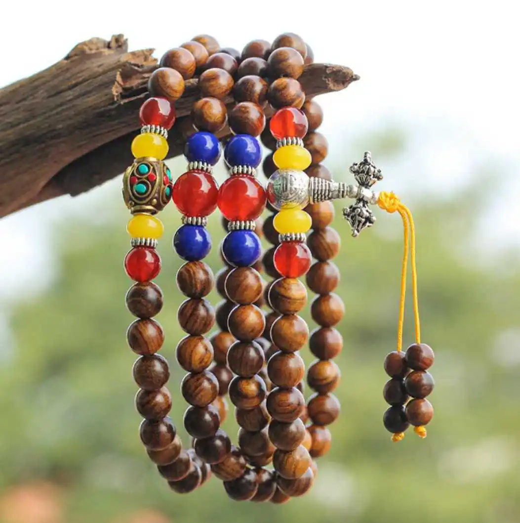 

8mm 108 natural huanghauli wood Nepal beads Trendy Formal Fabric Office Wear Artisan Contemporary Minimalist Anniversary Classic