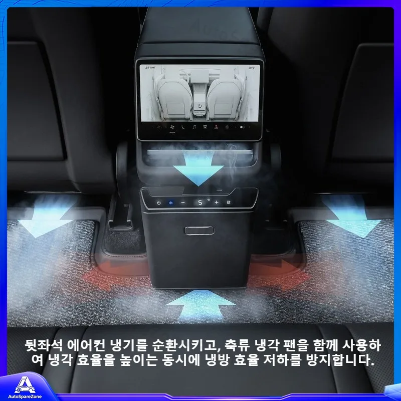12V 휴대용 미니 차량 냉장고 테슬라 리뉴얼 Y 뒷좌석 듀얼 냉온 기능 차량용 여행 냉장고