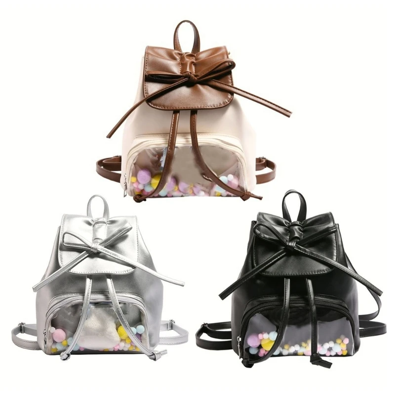 

School Girl Bowknot Transparent Bag Clear Pocket Backpack Small Itabag Animes Pin Display School Bag for Women Girl