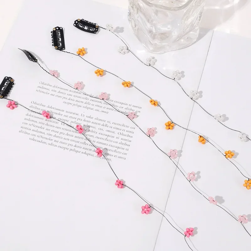 Charming Floral Braid Hair Chain with Tassel Accents - Elegant Summer Hair Accessory