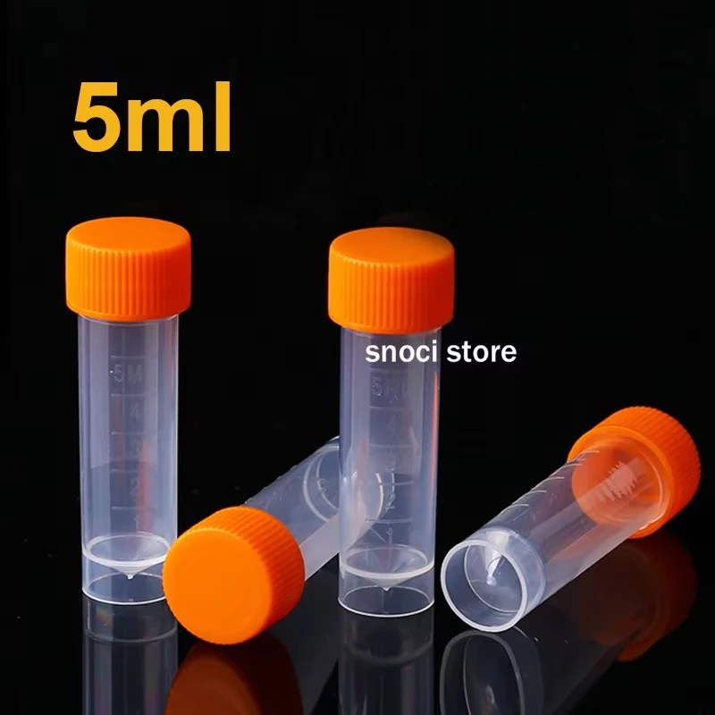 100pcs/50pcs lot Laboratory 5ml Plastic Scaled Freezing Tube Sample Cryovial Test Tubes Vials Sample Container
