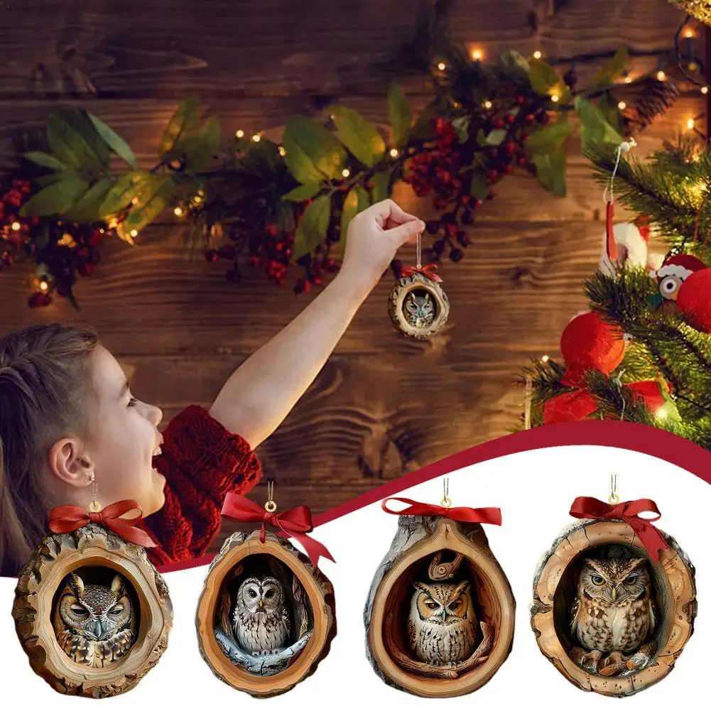 Christmas Ornaments Acrylic Cartoon Forest Acrylic Christmas Ornaments Seasonal Decor for Tree Ceiling Cute Pattern Keepsake
