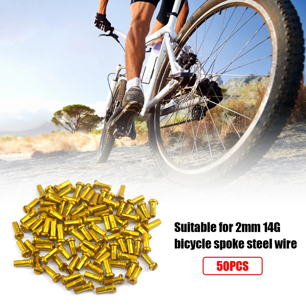 50pcs Mountain Bike Wheel Spoke Nipples 14G 2mm Spokes MTB Bicycle Parts