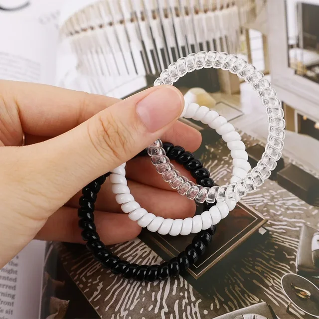 1/20pcs Telephone Wire Cord Hair Ring women Girls Elastic Spiral Hair Ties Gum Scrunchies Rubber Bands Headwear Hair Accessories