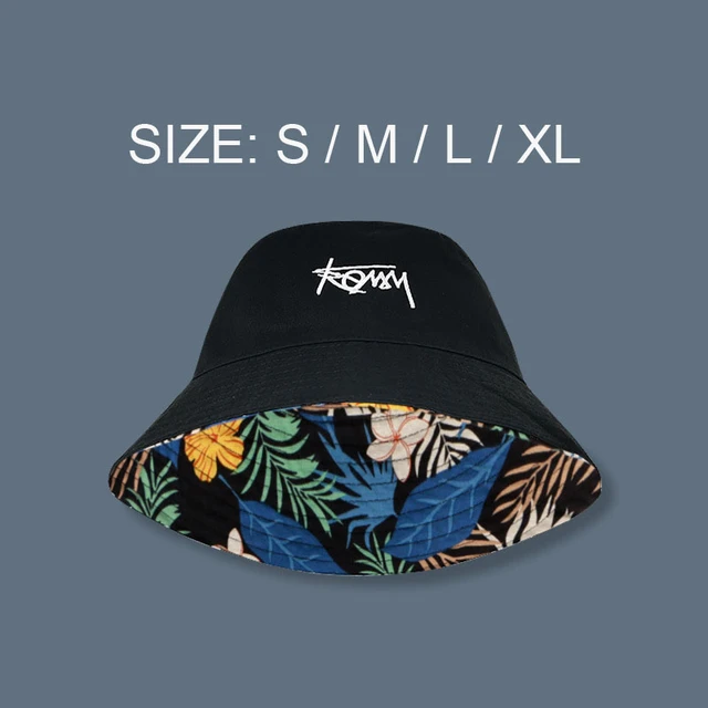 Big Head XL Size Letter Bucket Hat for Men Double-Sided Women Floral Fisherman  Hat Summer