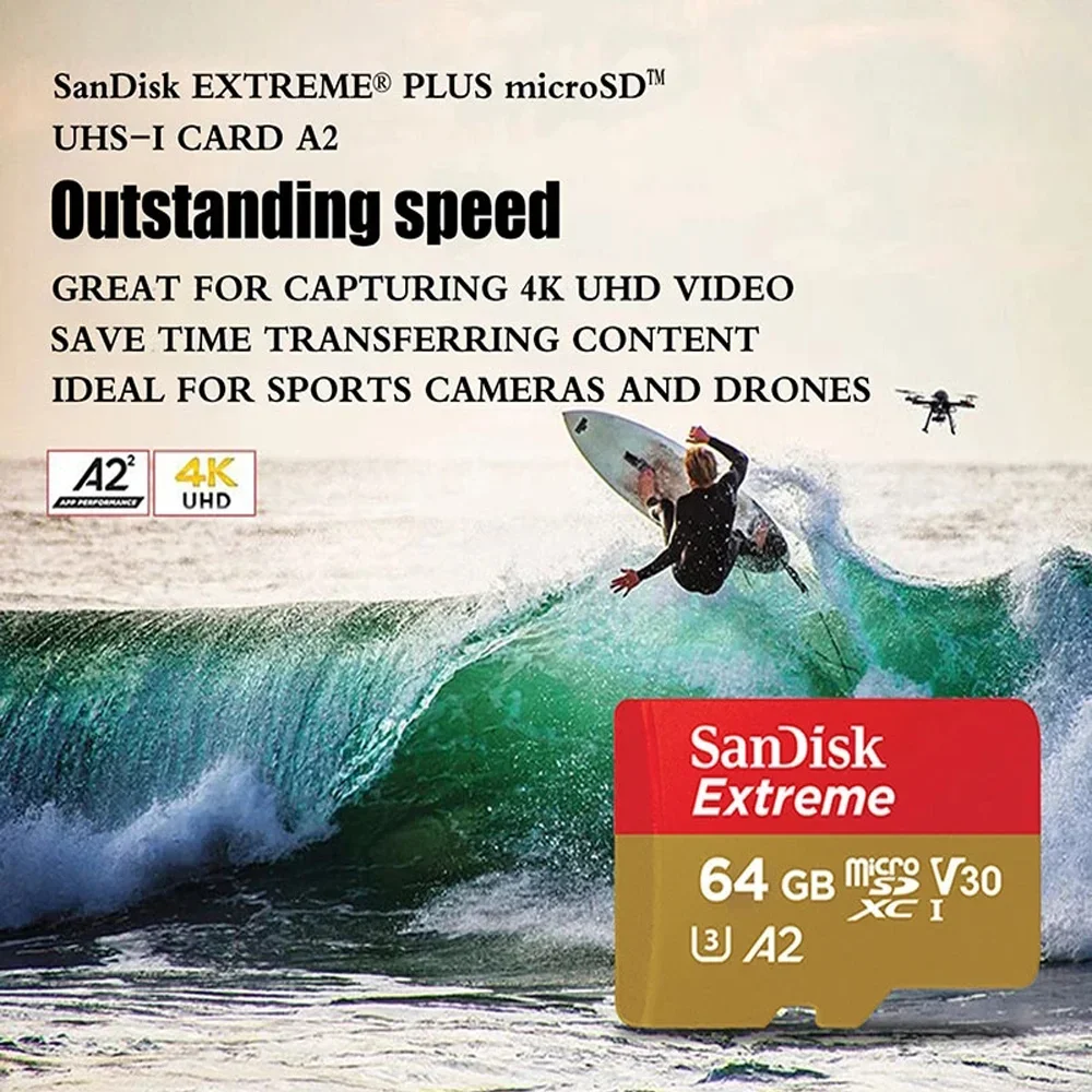 SanDisk SD ޸  ī ƽ , ޸ A1, 32 GB, A2, 128GB, 256GB, 512 GB, 1TB, ͽƮ  ũ 64 GB, Ŭ 10, U 3 ī