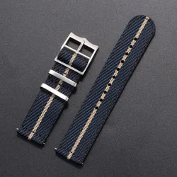 Military - Grade Nylon Watch Band Quick Release Strap - Premium Woven Canvas Fabric Wristband - 22mm (Blue)