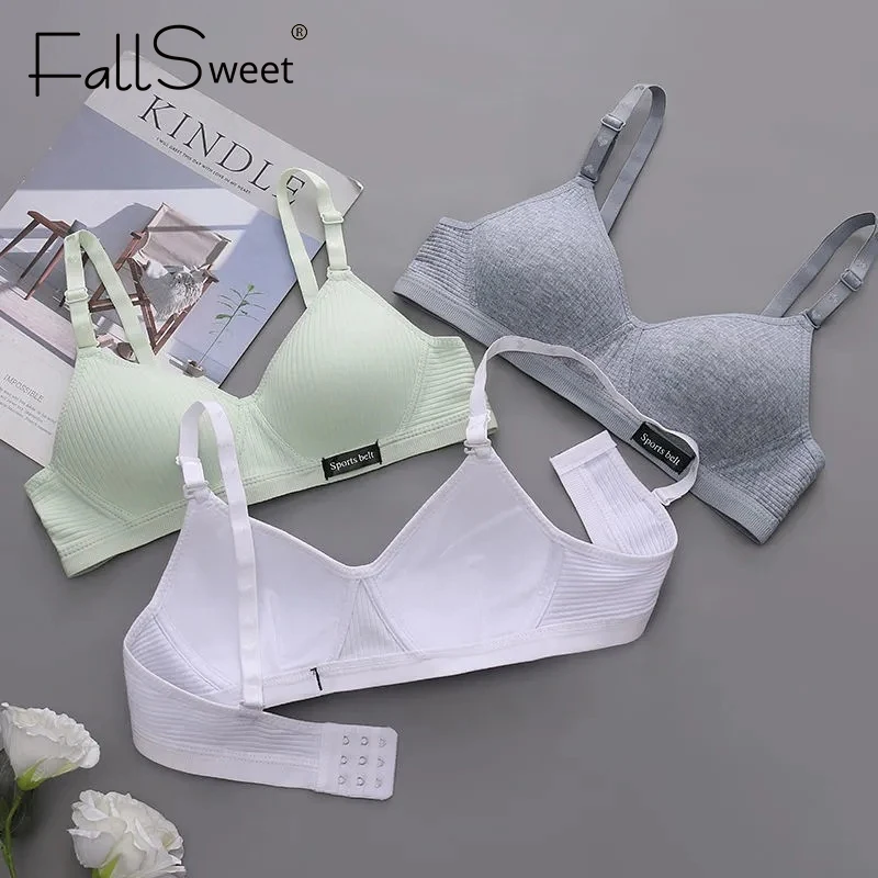 FallSweet Push Up Bra for Women Wireless Cotton Bras Comfortable Solid Color Girls Brassiere Sexy Lingerie 32-38AB 3