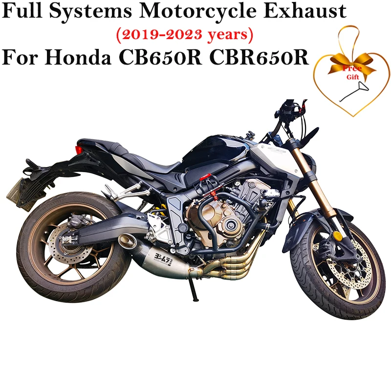 

Full Systems For Honda CB650R CBR650R 2019 2020 - 2023 Motorcycle Exhaust Carbon Fiber Escape Slip On Front Link Pipe Muffler