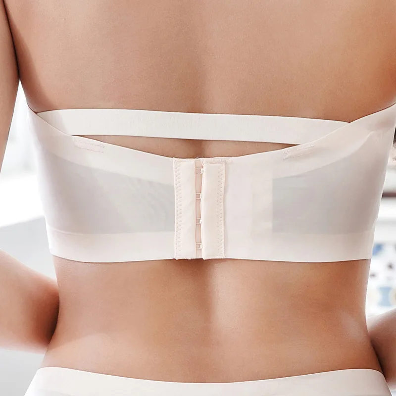 Summer Women Bras Ice Silk Breathable Tube Top Strapless Sexy Push Up Bra Underwear Brassiere Seamless Sleeveless Vest Camisole