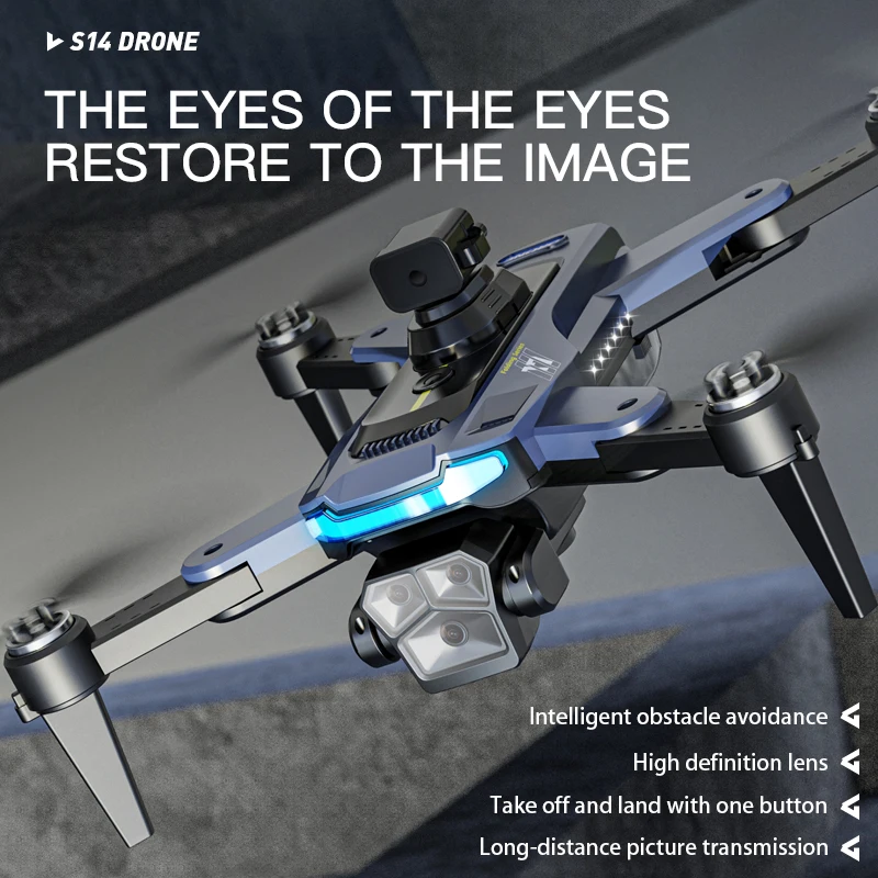 S14 4K 듀얼 카메라 브러시리스 모터 장착 접이식 RC 드론, 광학 흐름 120 ° 전기 렌즈, 360 ° 플립 고도 유지 UAV
