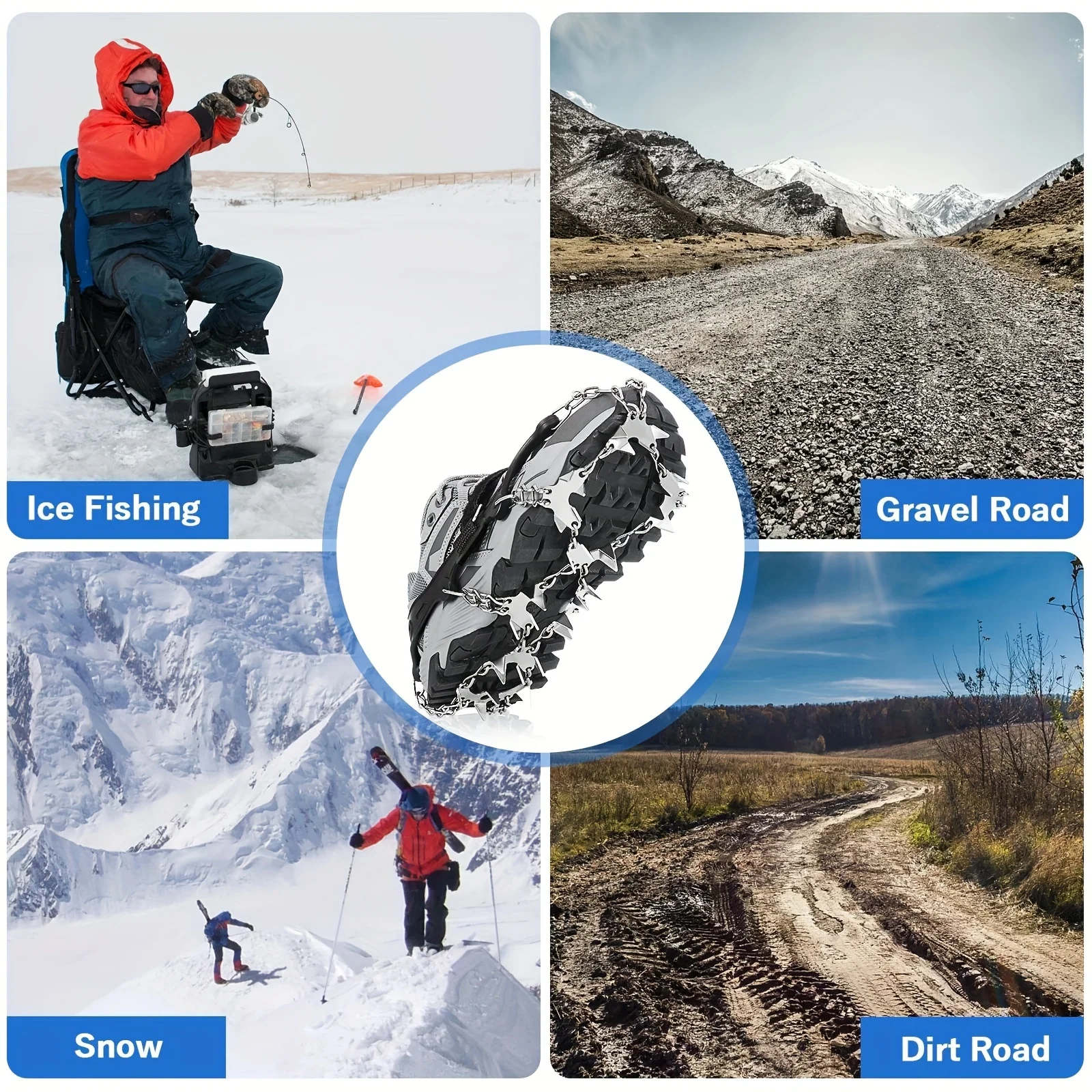 8 Teeth Steel Ice Gripper Spike for Shoes Anti Slip Climbing Snow Spikes Crampons Cleats Chain Claws Grips Boots Cover