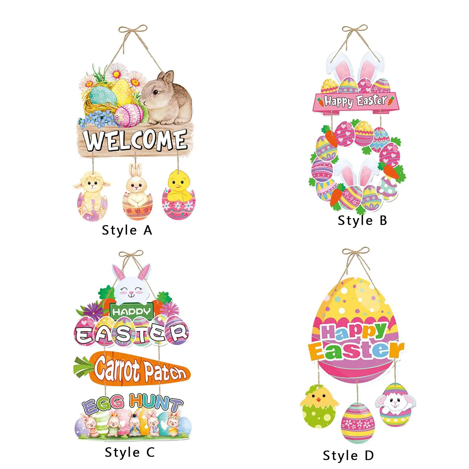 Happy Easter Hanging Sign Easter Theme Sign Placca Hanging Decoration For Coffee Shop Spring Indoor Outdoor Front Door Pasqua