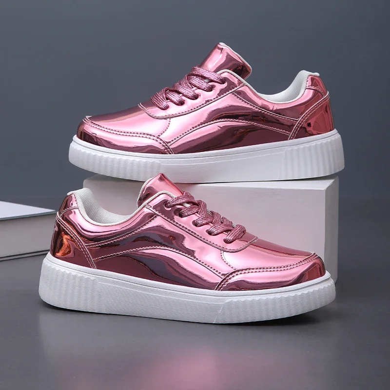 Women Over Size 36-44 Sport Shoes Gold Female Athletic Training Sneakers Flat Comfortable Girls Outdoor City Walking Shoes