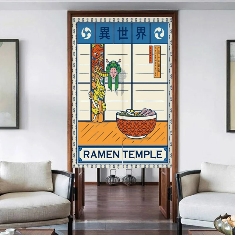 Japanese Ramen Poster Door Curtain Buffalo Tattoo Printed Doorway Curtains Bedroom Sushi Shop Curtain Ukiyo E Entrance Drapes 3