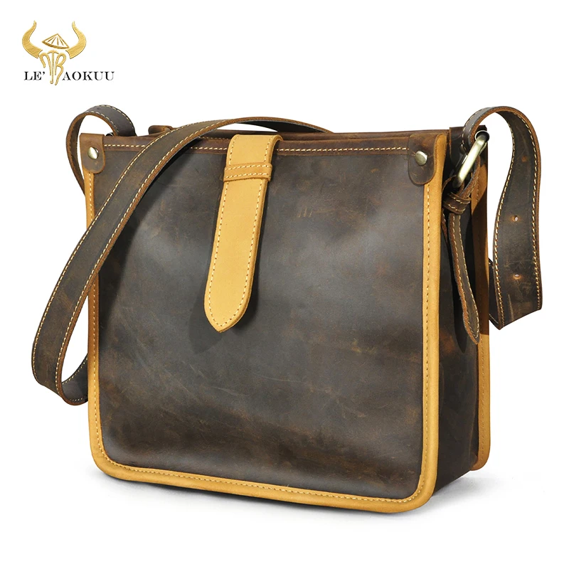 

Real Crazy Horse Leather Luxury Design Shopper Women Small Purse And Handbag Ladies Female Over The Shoulder Satchel Bag 293