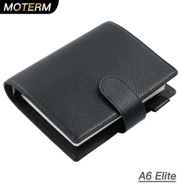 Moterm A6 Elite Rings Planner Cover senza grande tasca posteriore Diario per notebook in pelle di grano di ciottoli con organizer per anelli da 25 mm 1