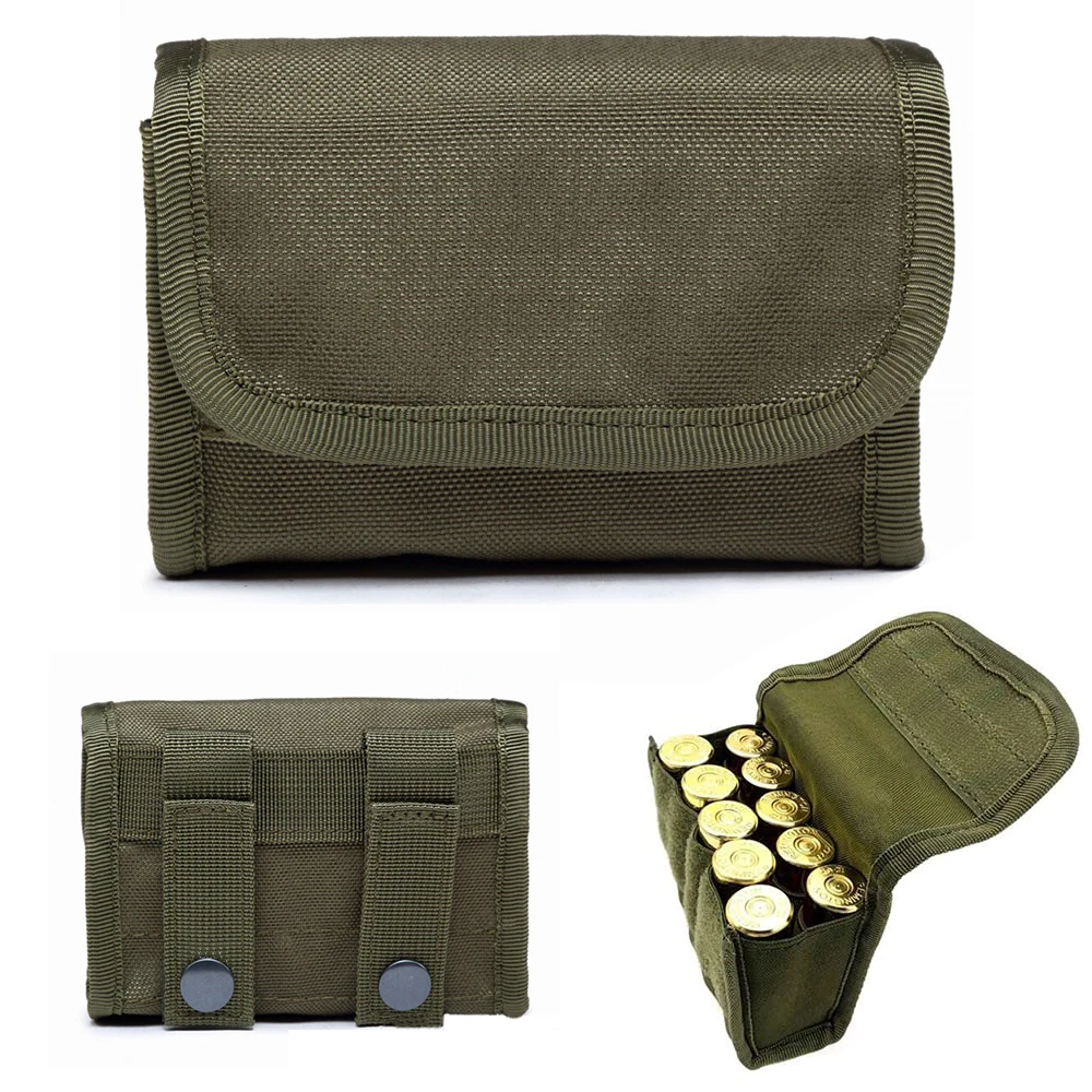 10 Round Shotgun Shell Holder - MOLLE Pouch For 12 Gauge Shells, Tactical Waist Or Belt Bag For Hunting