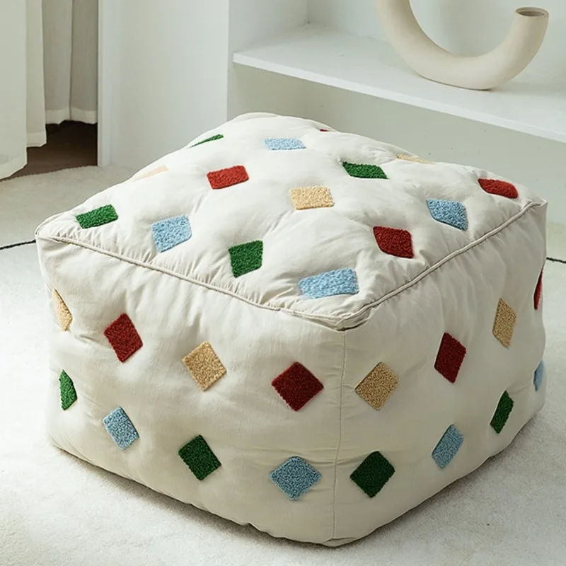 Furniture Short Stool Home Creative Futon Small Stool for Living Room Sofa Square Leisure Tatami Sitting Cushion