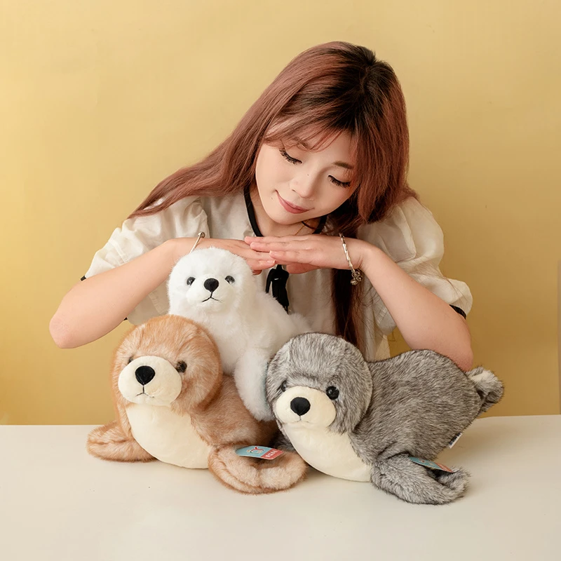 Cute Realistic Marine Seal Plush Doll White Grey Stuffed Seal Soft Toy Kawaii Sea Animal Plushies Birthday Xmas Present