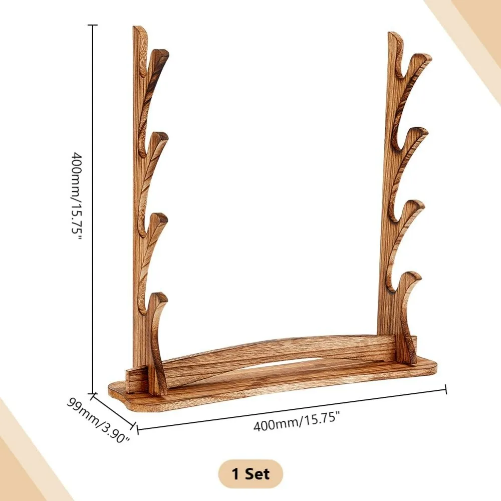 1Set Sword Stand Wooden Sword Katana Holder Stand Desktop Display Saber Display for Flute SwordTan Color